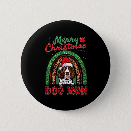 English Springer Spaniel Christmas Santa Hat Dog M Button