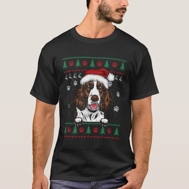 English Springer Spaniel Christmas Ugly Sweater Do (Front)