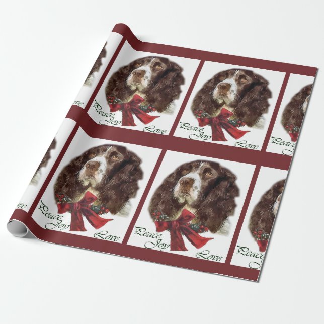 English Springer Spaniel Christmas Wrapping Paper (Unrolled)