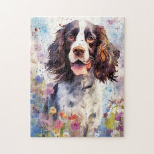 English Springer Spaniel colorful watercolor artwo Jigsaw Puzzle