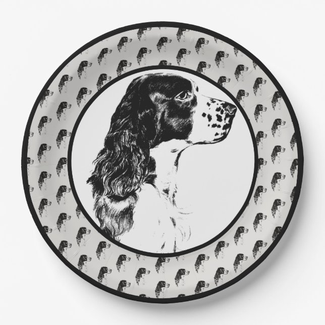 English Springer Spaniel Dog Art Party  Paper Plates (Front)