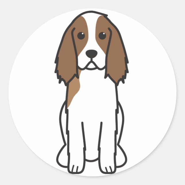 English Springer Spaniel Dog Cartoon Classic Round Sticker (Front)