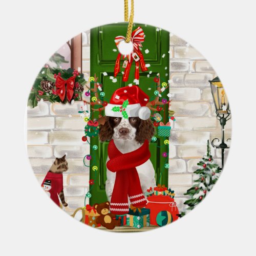 English Springer Spaniel Dog Christmas  Ceramic Ornament