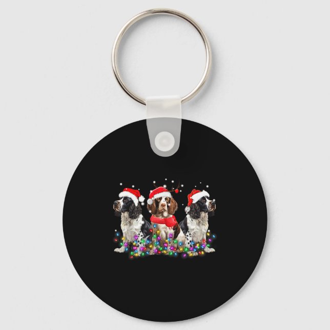 English Springer Spaniel Dog Christmas Matching Fa Keychain (Front)
