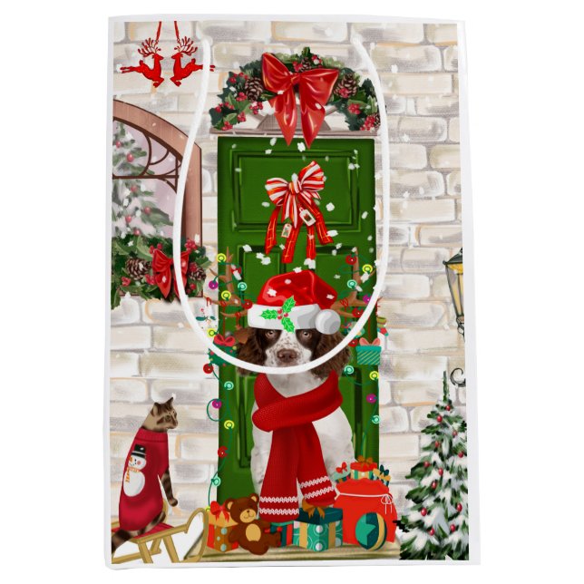 English Springer Spaniel Dog Christmas  Medium Gift Bag (Front)
