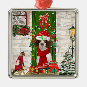 English Springer Spaniel Dog Christmas  Metal Ornament