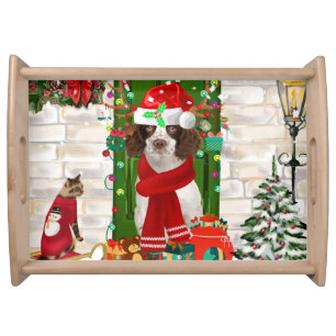 English Springer Spaniel Dog Christmas Serving Tray