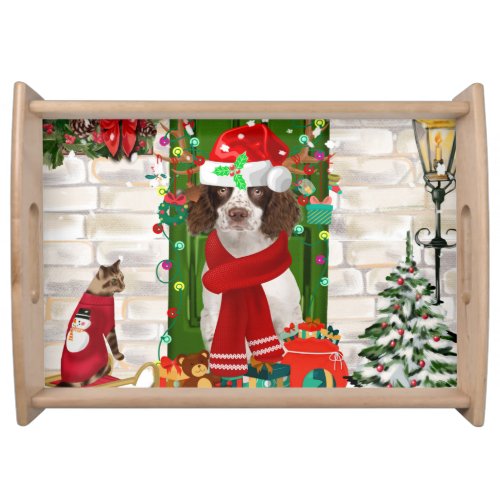 English Springer Spaniel Dog Christmas  Serving Tray
