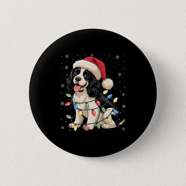 English Springer Spaniel Dog Christmas Tree Lights Button (Front)