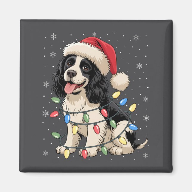 English Springer Spaniel Dog Christmas Tree Lights Magnet (Front)