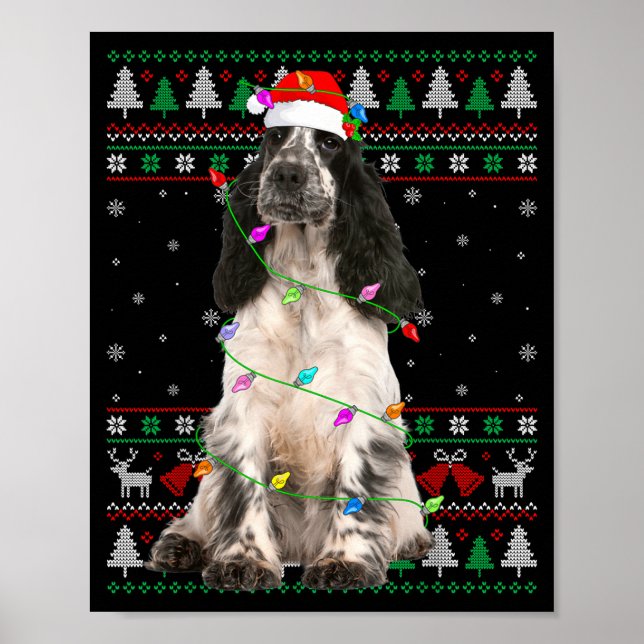 English Springer Spaniel Dog Christmas Ugly Sweate Poster (Front)