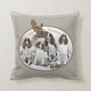 English Springer Spaniel Dog Hunts Throw Pillow
