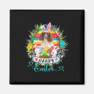 English Springer Spaniel Dog In Easter Eggs Sket Magnet