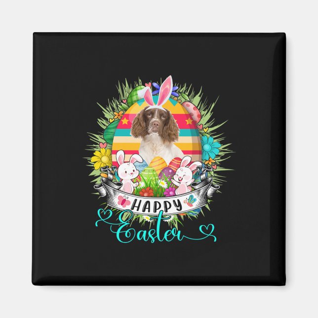 English Springer Spaniel Dog In Easter Eggs Sket _ Magnet (Front)