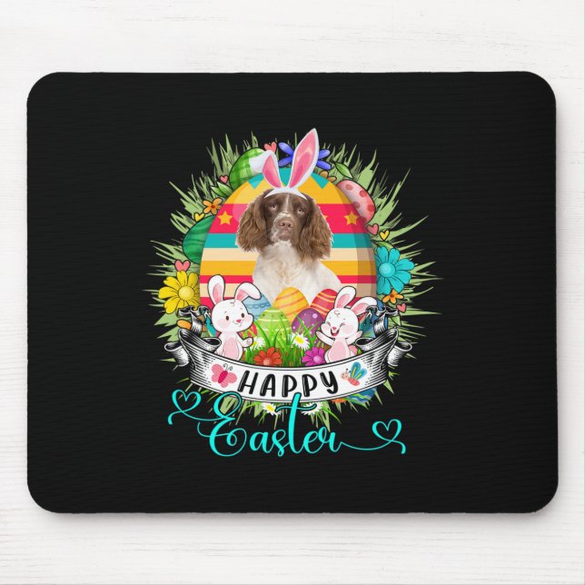 English Springer Spaniel Dog In Easter Eggs Sket _ Mouse Pad (Front)
