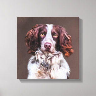 English Springer Spaniel Dog Oil Painting Portrait Canvas Print