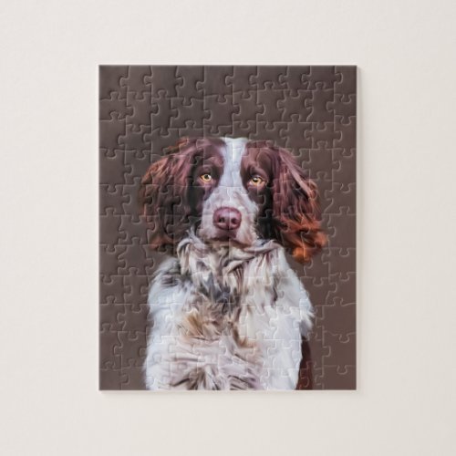 English Springer Spaniel Dog Oil Painting Portrait Jigsaw Puzzle