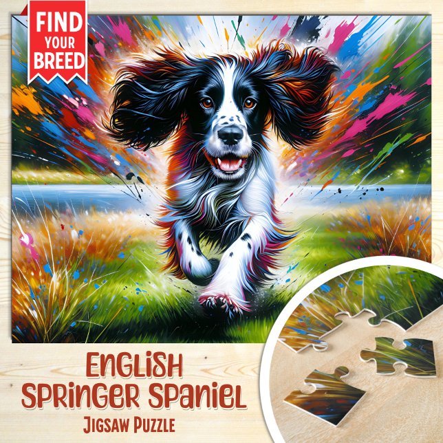 English Springer Spaniel Dog Portrait Acrylic Art Jigsaw Puzzle (Creator Uploaded)