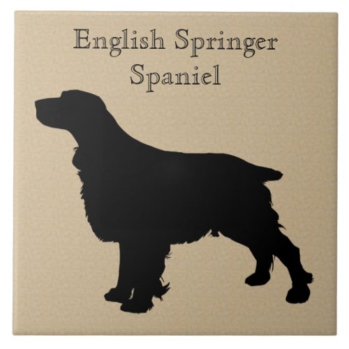 English Springer Spaniel Dog Silhouette Ceramic Tile