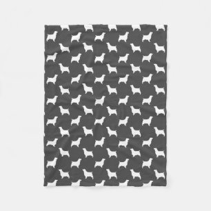 English Springer Spaniel Dog Silhouettes Pattern Fleece Blanket