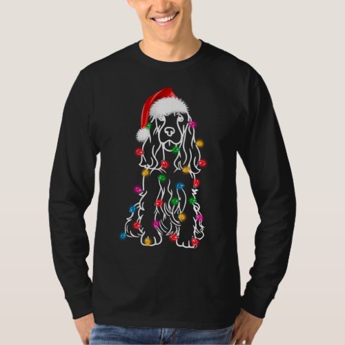 English Springer Spaniel Dog Tree Christmas Lights T_Shirt