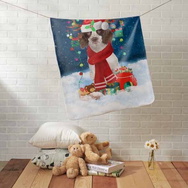 English Springer Spaniel dog with Christmas gifts Baby Blanket (In Situ)