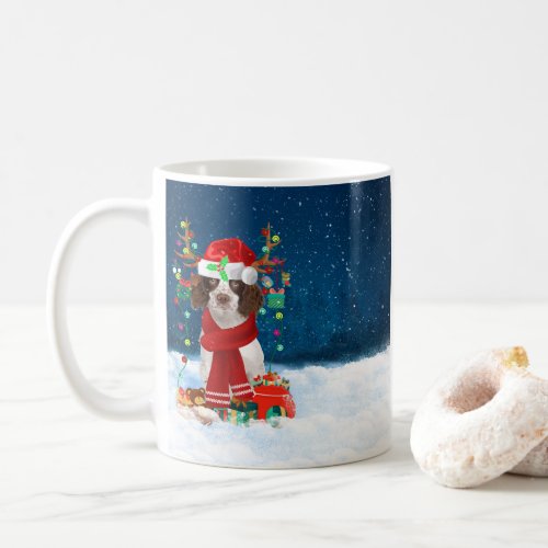 English Springer Spaniel dog with Christmas gifts  Coffee Mug
