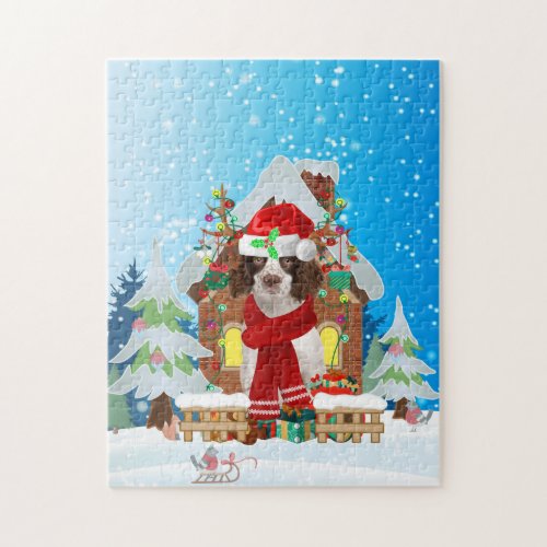 English Springer Spaniel dog with Christmas gifts Jigsaw Puzzle