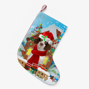 English Springer Spaniel dog with Christmas gifts Small Christmas Stocking