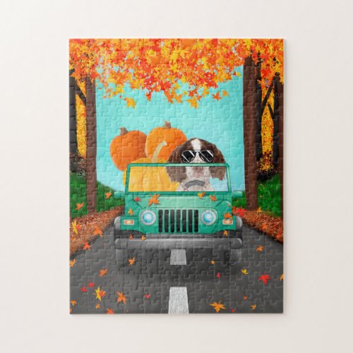 English Springer Spaniel Fall pumpkin Jigsaw Puzzle