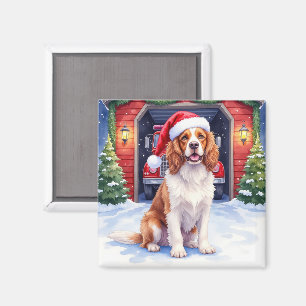 English Springer Spaniel Fire Station Santa Magnet