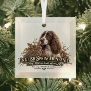 English Springer Spaniel Glass Ornament
