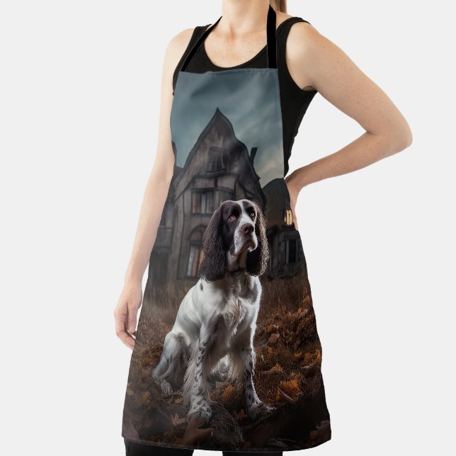English Springer Spaniel Halloween Scary Apron (Insitu)