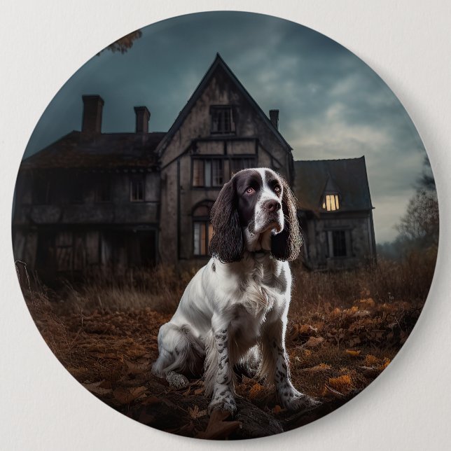 English Springer Spaniel Halloween Scary Button (Front)
