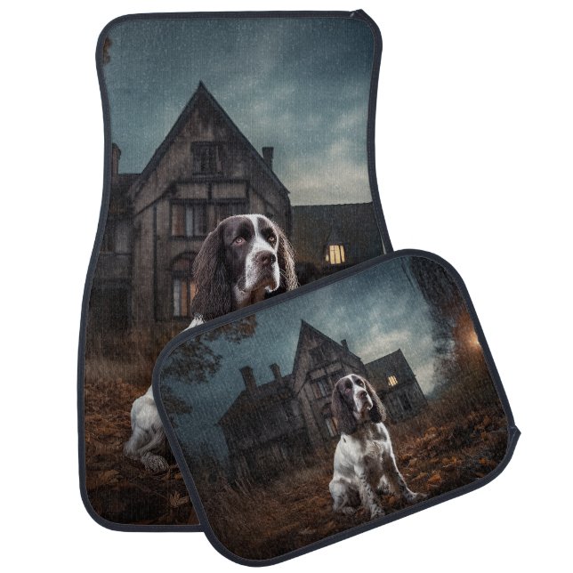 English Springer Spaniel Halloween Scary Car Floor Mat (Set)