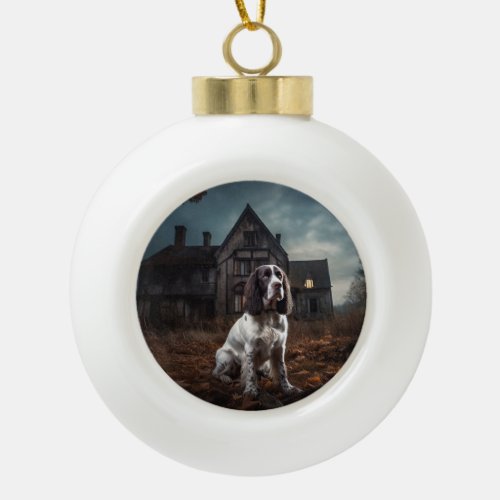 English Springer Spaniel Halloween Scary Ceramic Ball Christmas Ornament