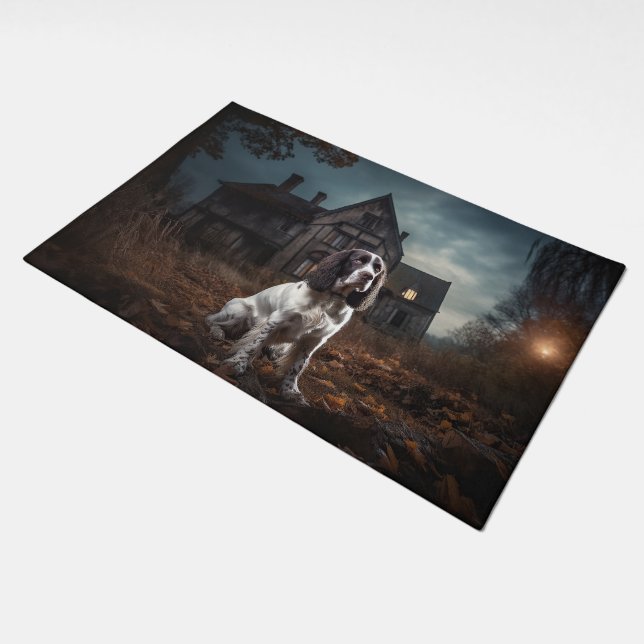 English Springer Spaniel Halloween Scary Doormat (Angled)