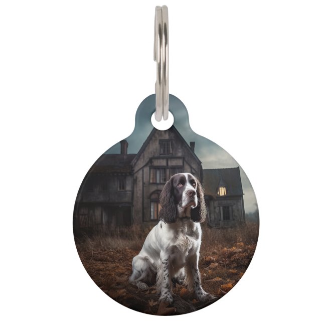 English Springer Spaniel Halloween Scary Pet ID Tag (Front)