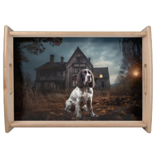 English Springer Spaniel Halloween Scary Serving Tray
