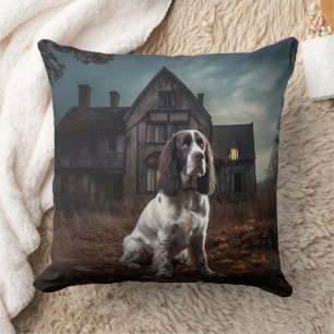 English Springer Spaniel Halloween Scary Throw Pillow