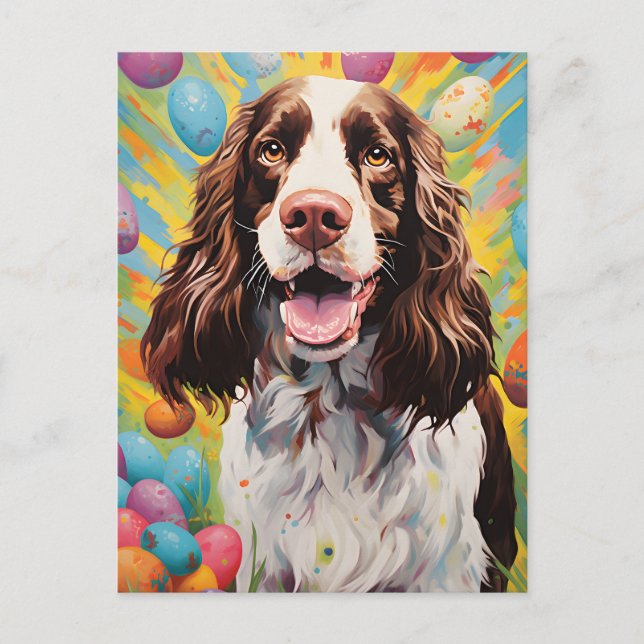 English Springer Spaniel Happy Easter Postcard (Front)