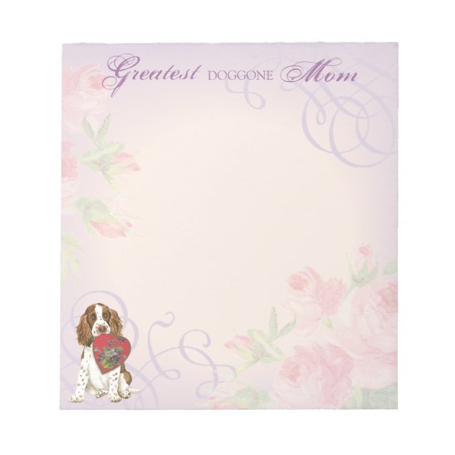 English Springer Spaniel Heart Mom Notepad (Front)