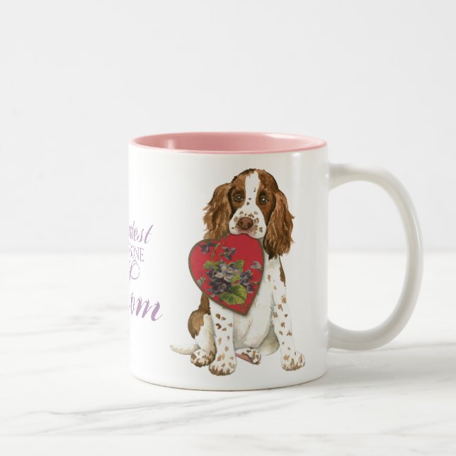 English Springer Spaniel Heart Mom Two-Tone Coffee Mug (Right)