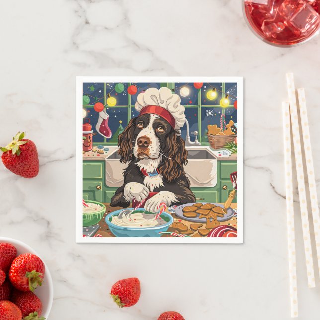 English Springer Spaniel Holiday Baking: Festive  Napkins (Insitu)