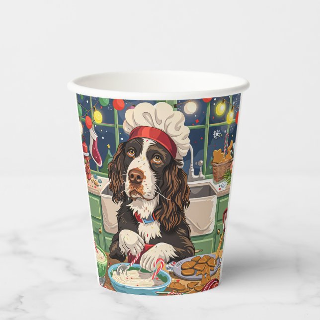 English Springer Spaniel Holiday Baking: Festive  Paper Cups (Front)
