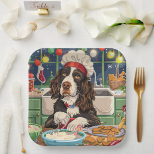 English Springer Spaniel Holiday Baking: Festive Paper Plates