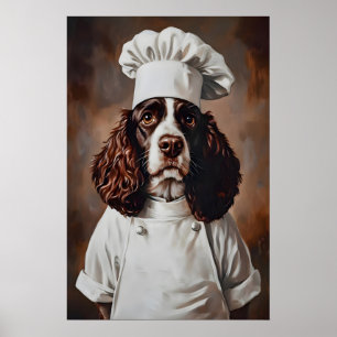 English Springer Spaniel In Chefs Hat Poster, Pet Poster