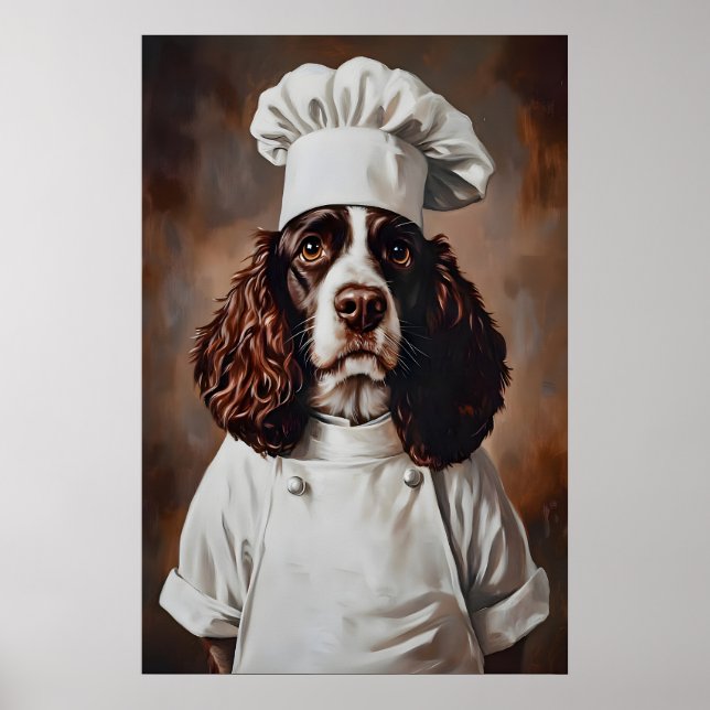 English Springer Spaniel In Chefs Hat Poster, Pet Poster (Front)