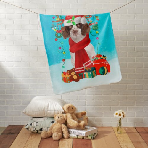 English Springer Spaniel in snow Christmas gifts Baby Blanket