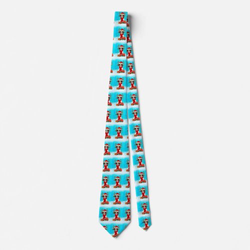 English Springer Spaniel in snow Christmas gifts Neck Tie